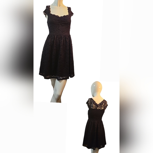 Garage Black Lace Skater Y2k Goth Mini Dress ~ Small - Picture 1 of 5